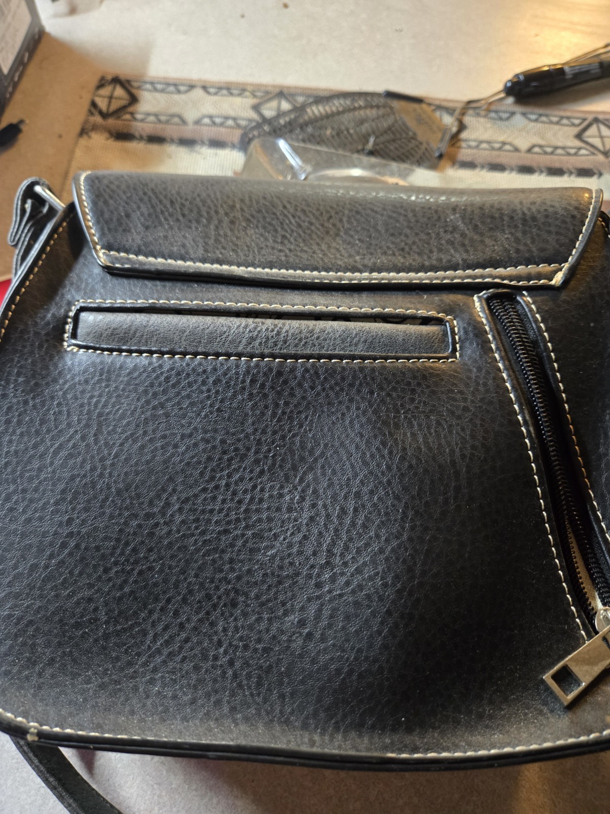 Western Black Studded Embroidered Laced Shoulder Bag w/ Buckle Zip Inner Pockets