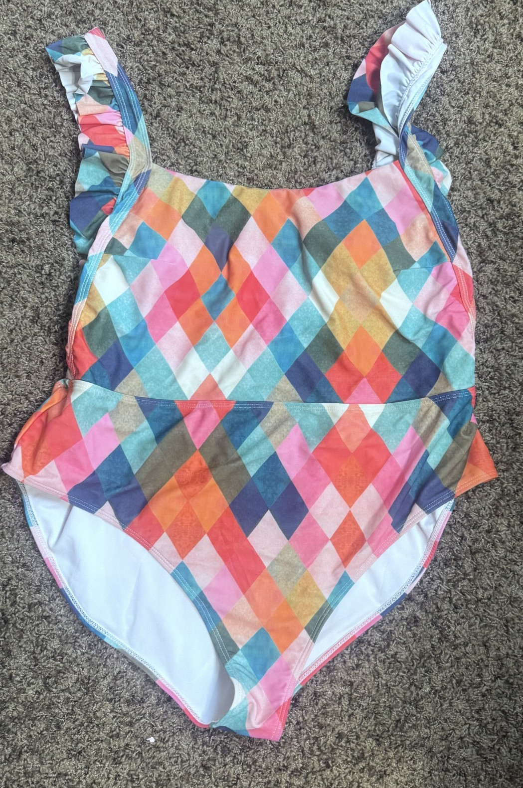 Davi & Dani Octavia Ruffle Swimsuit One Piece Multicolor Diamond 3X bathing suit