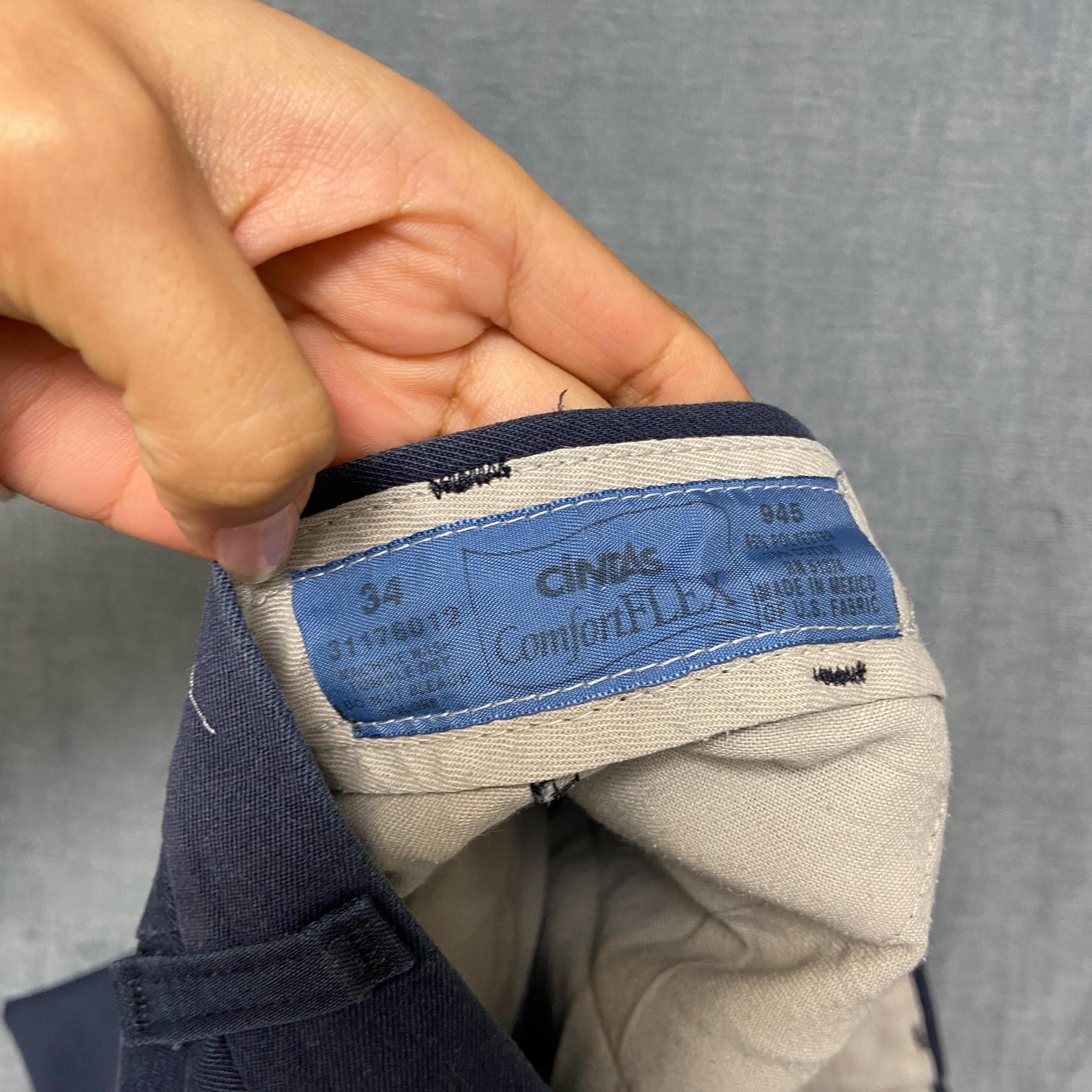 Cintas Comfort Flex Chino Pants Mens 34 Blue Mid Rise Relaxed Fit Straight Leg