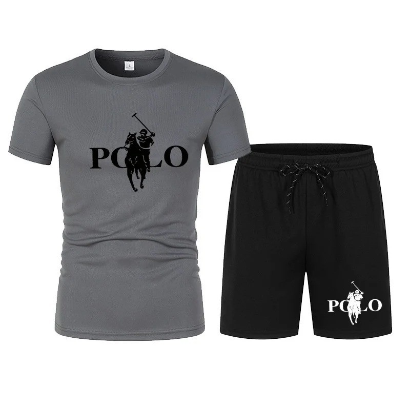 Men’s Summer Sports Set Short Sleeve T-Shirt & Shorts 2-Piece Outfit Casual Stre