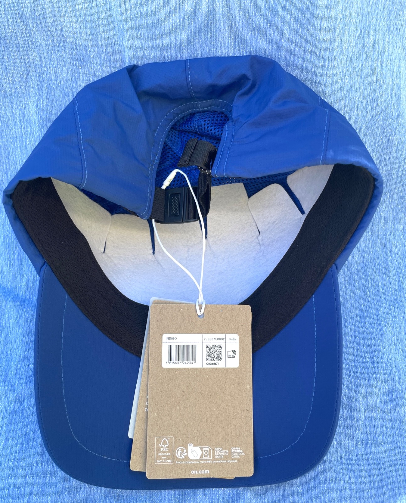 ‘On Cap’ Indigo $45 Classic style cap All-day wear, Moisture-wicking, Adjust Fit