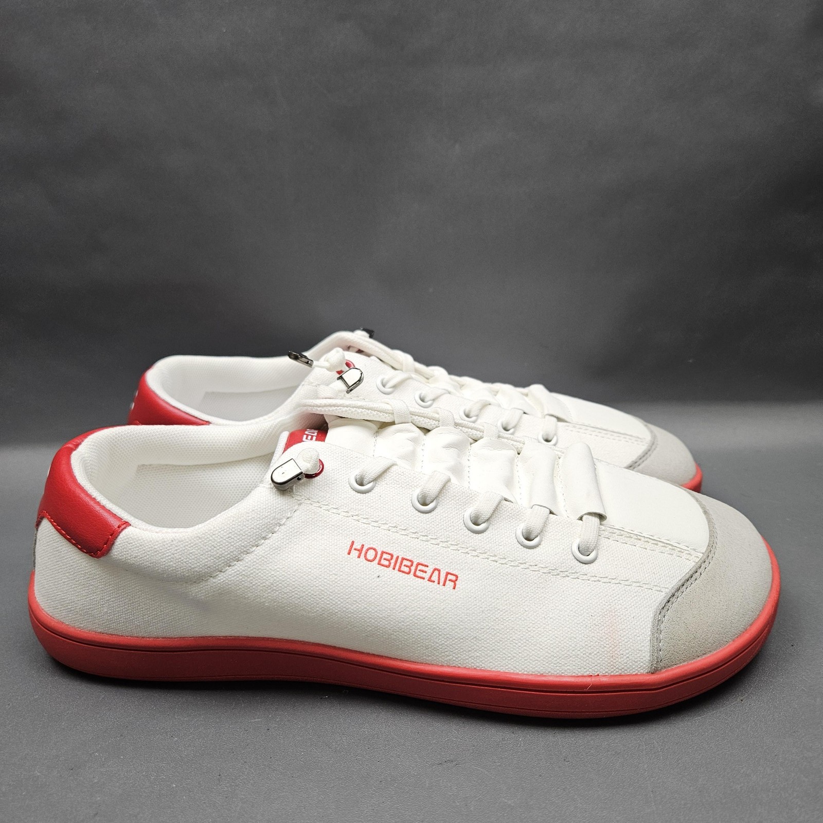 HOBIBEAR Sorrel Shoes Mens Size 8.5 EU41 White Red Canvas Low Top Casual Lace Up