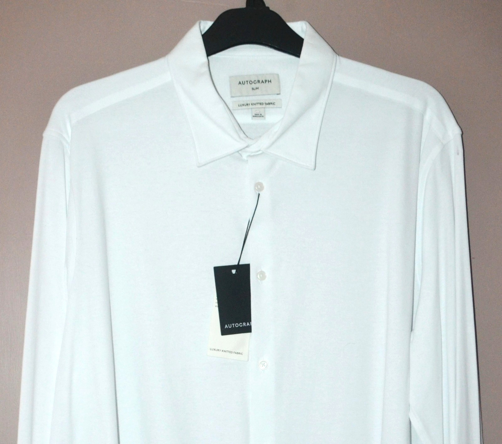 MENS M&S AUTOGRAPH LUXURY KNITTED FABRIC SHIRT LONG SLEEVE SIZE 3XL SLIM FIT NEW