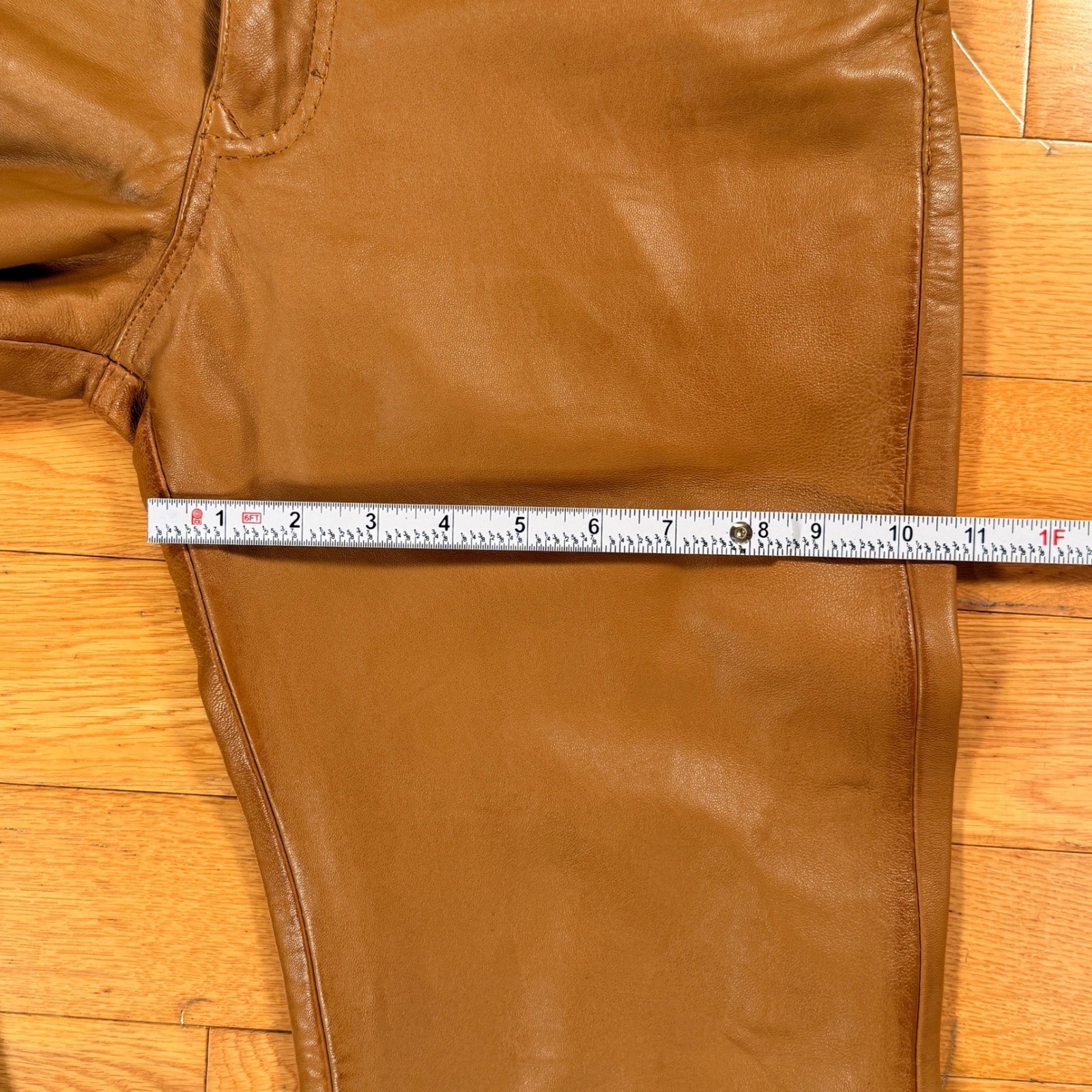 Leather Specialists Mens Tan Brown Genuine Leather Straight Leg Pants Size 32