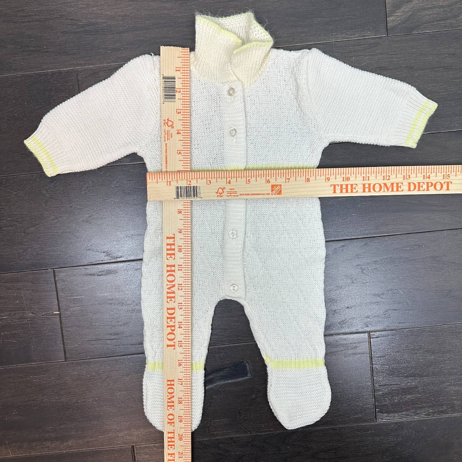 Vtg 70s Cradleknit Jumper Gender Neutral Cream Bodysuit Long Sleeve Soft Romper