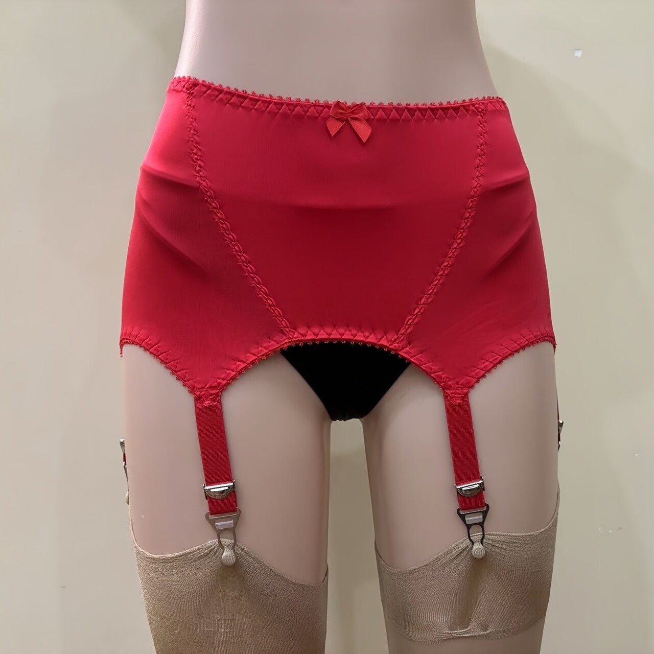 Sexy Wet Look Open Bottom Girdle Firm Shaping Girdle Garter Belt with 6 Straps