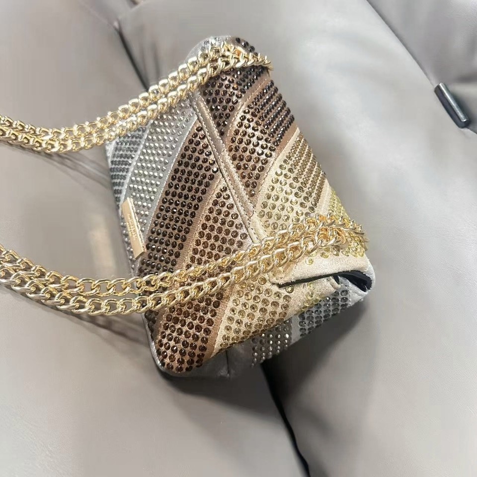 Kurt Geiger London Ombre Crystal Crossbody Bag Gold Eagle Chain 21×8×15 cm