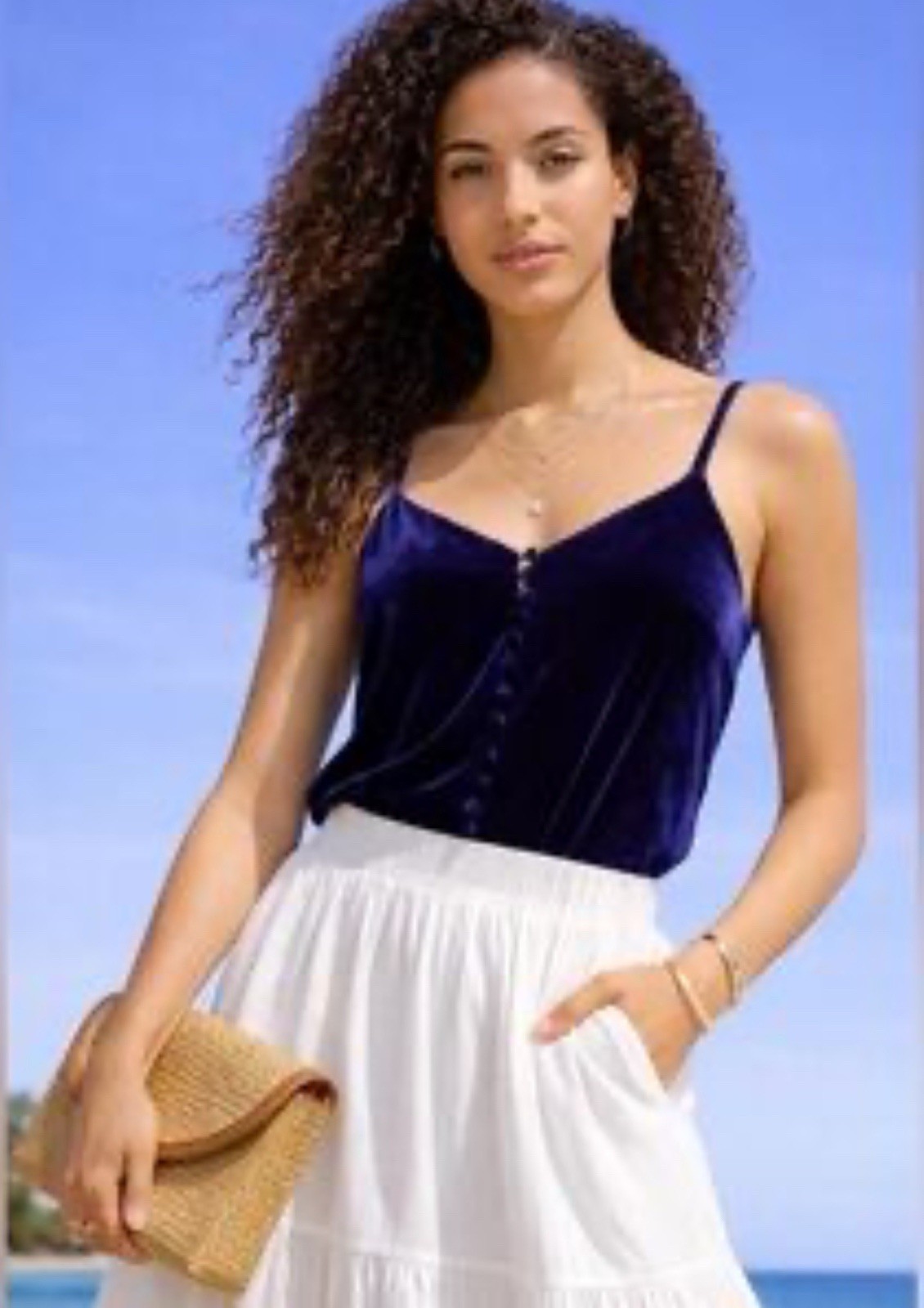 Madewell Velvet Button Down Cami Top Blue Women’s Sz 14 Whimsigoth 90’s Boho NWT
