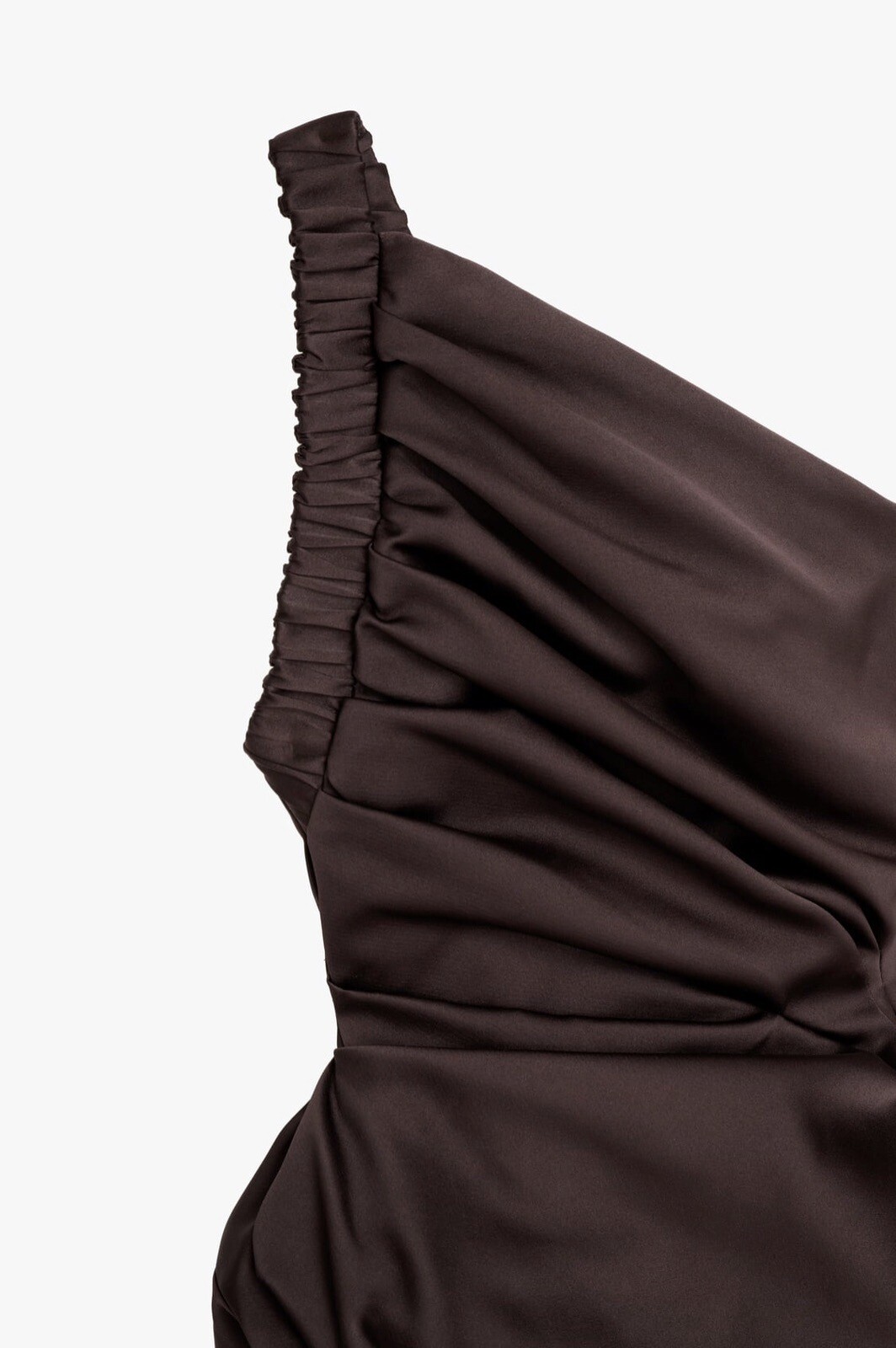 ZARA One Sleeve Asymmetric Top Blouse Size S Brown Limited Edition