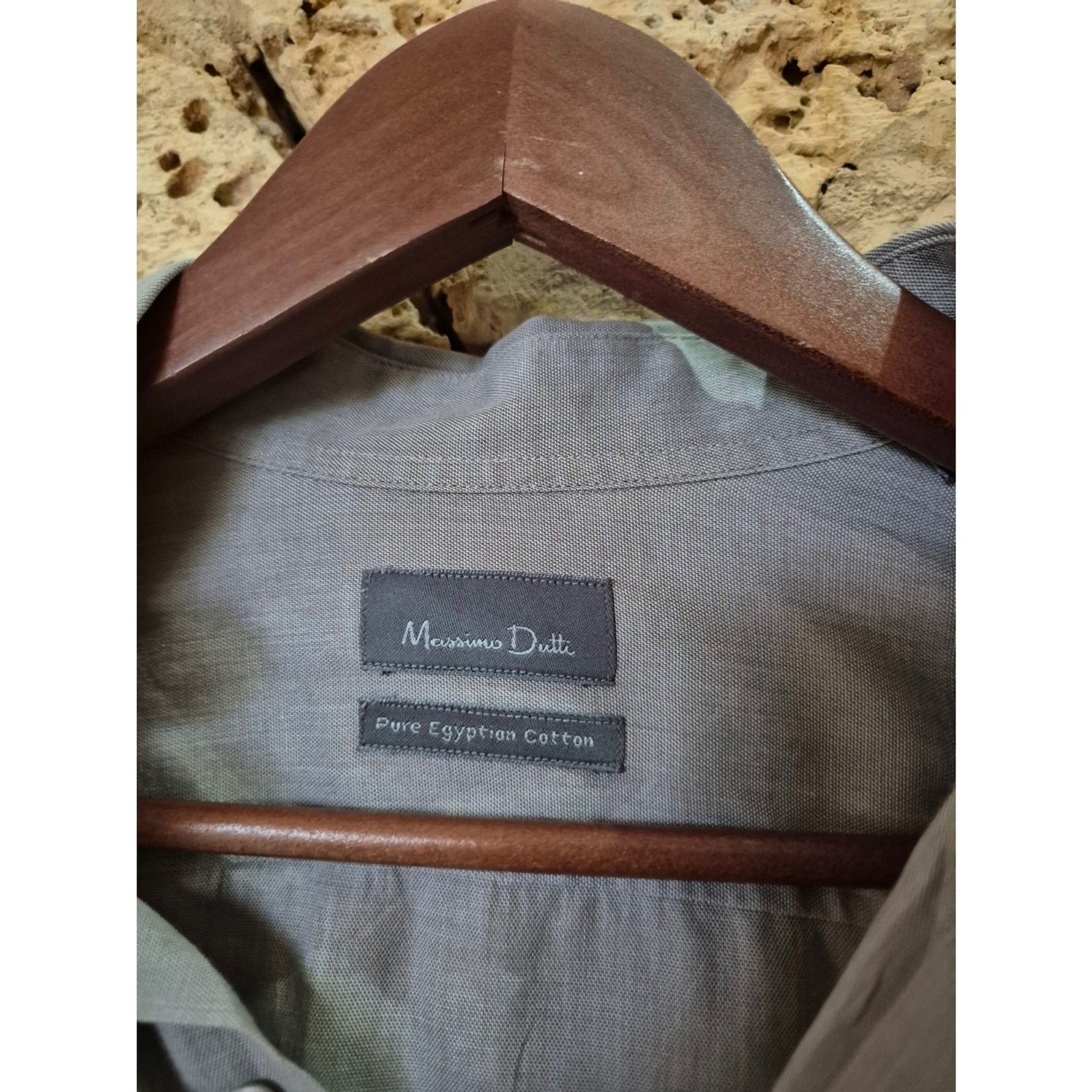 Massimo Dutti Men’s L 40 Gray Pure Egyptian Cotton Long Sleeve Button Up Shirt