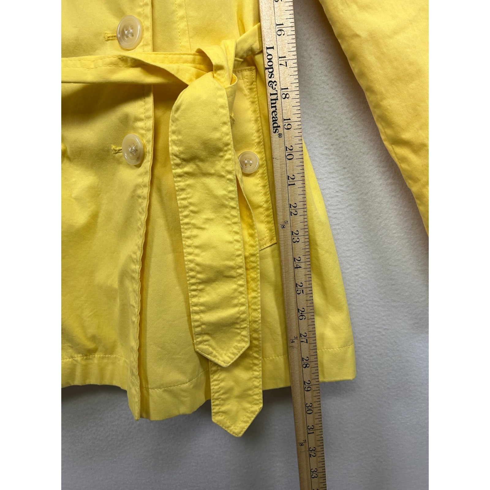 St. John’s Bay Classic Preppy Womens Medium Yellow Double Breasted Trench Coat