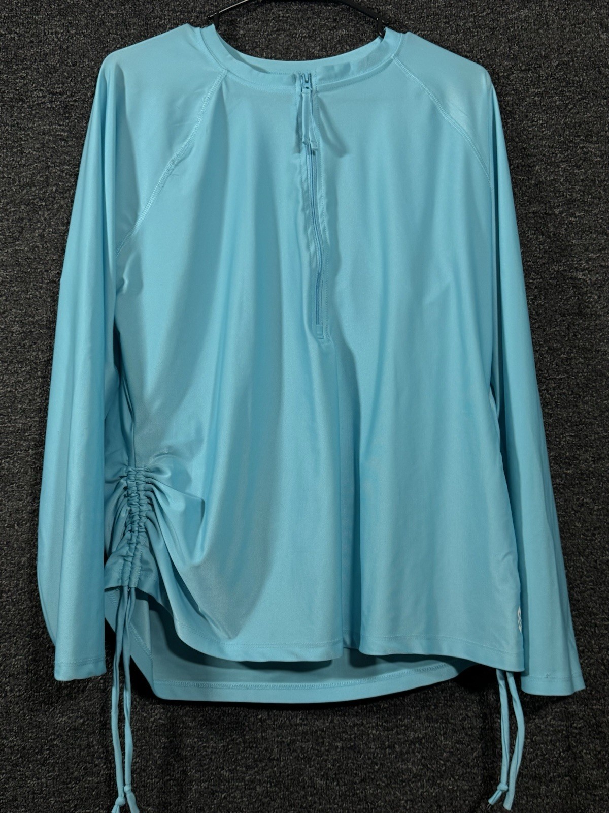 Free Country Womens Sunblock Shirt 1/4 Zip Long Sleeve Light Blue Size XL (16)