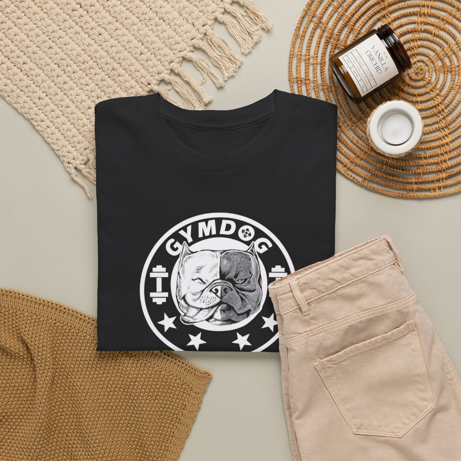 Gym Bulldog Strength Training Fitness Emblem Graphic T-Shirt