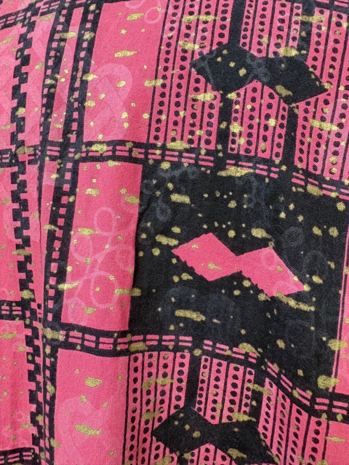 Vintage Miss Egypt Dress Middle Eastern Kaftan Pink Gold Print Ethnic Cotton OS