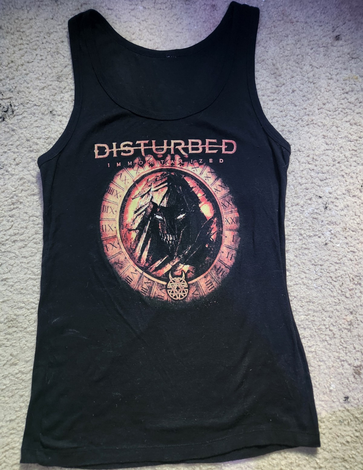 Disturbed Women’s M Black Scoop Neck Graphic Print Rock Music Tank Top
