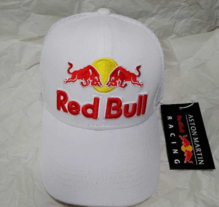 Red Bull Cap White Mesh Back Adjustable Snapback Hat NWT