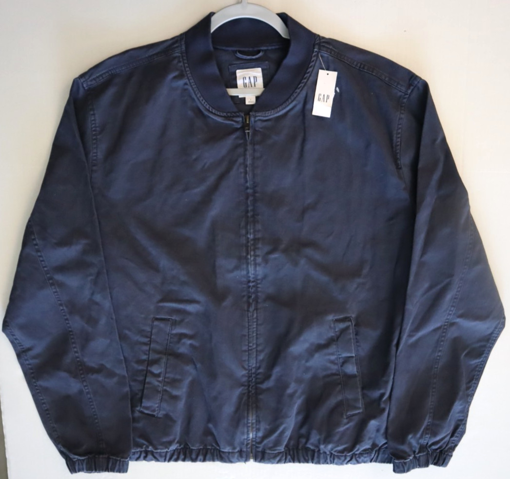 Gap 738596 Men’s Sz Large Vintage Navy Blue Full Zip Relaxed Bomber Jacket $100