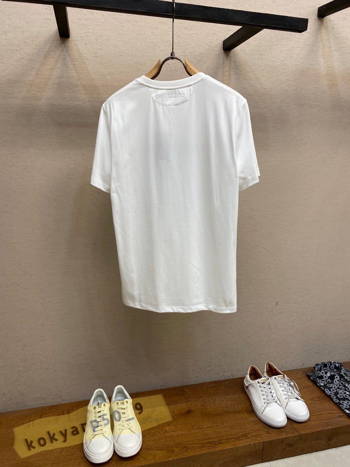 Stefano Ricci Studded Logo Men’s Stretch Round-Neck Short-Sleeve White T-Shirt