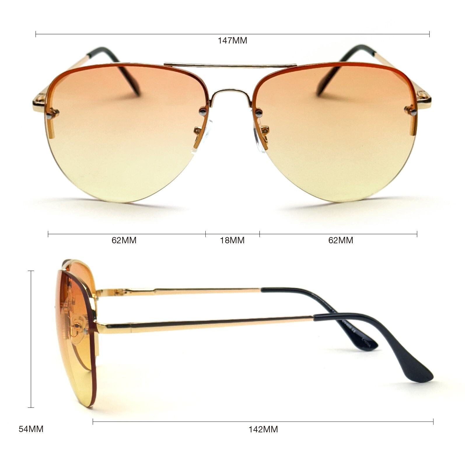 Aviator Sunglasses Women Men Retro Driving Pilot Orange Shades F1837 Gradient