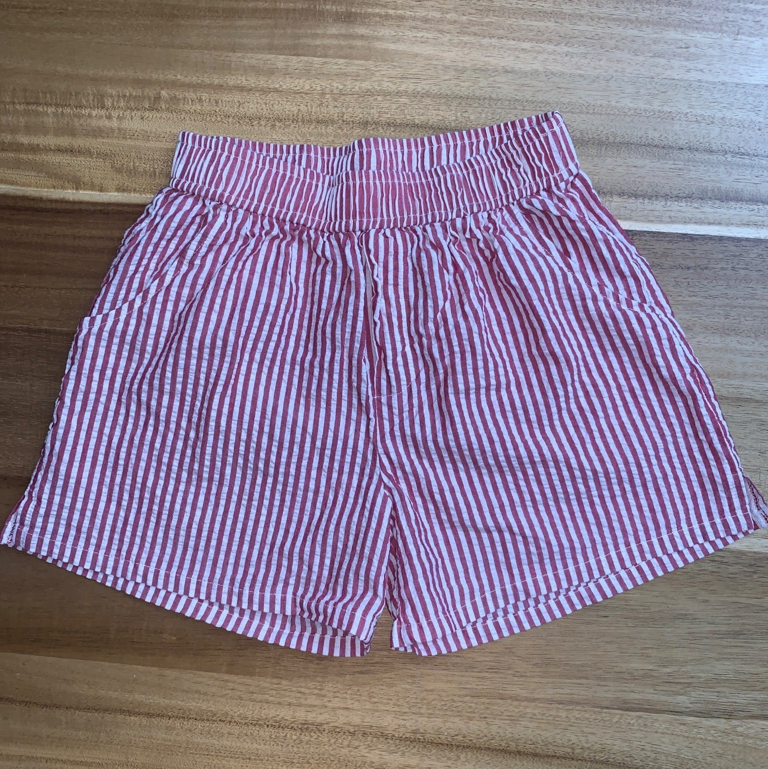 Art Class Kids Girls Cotton Striped Seersucker Shorts Elastic Waist Side Pockets