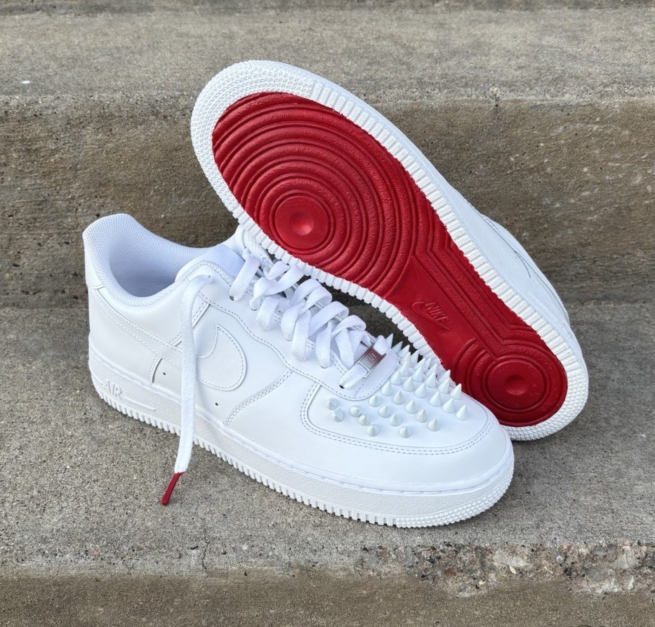 Custom Nike Air Force 1 Low – Red Bottom Metal Spikes