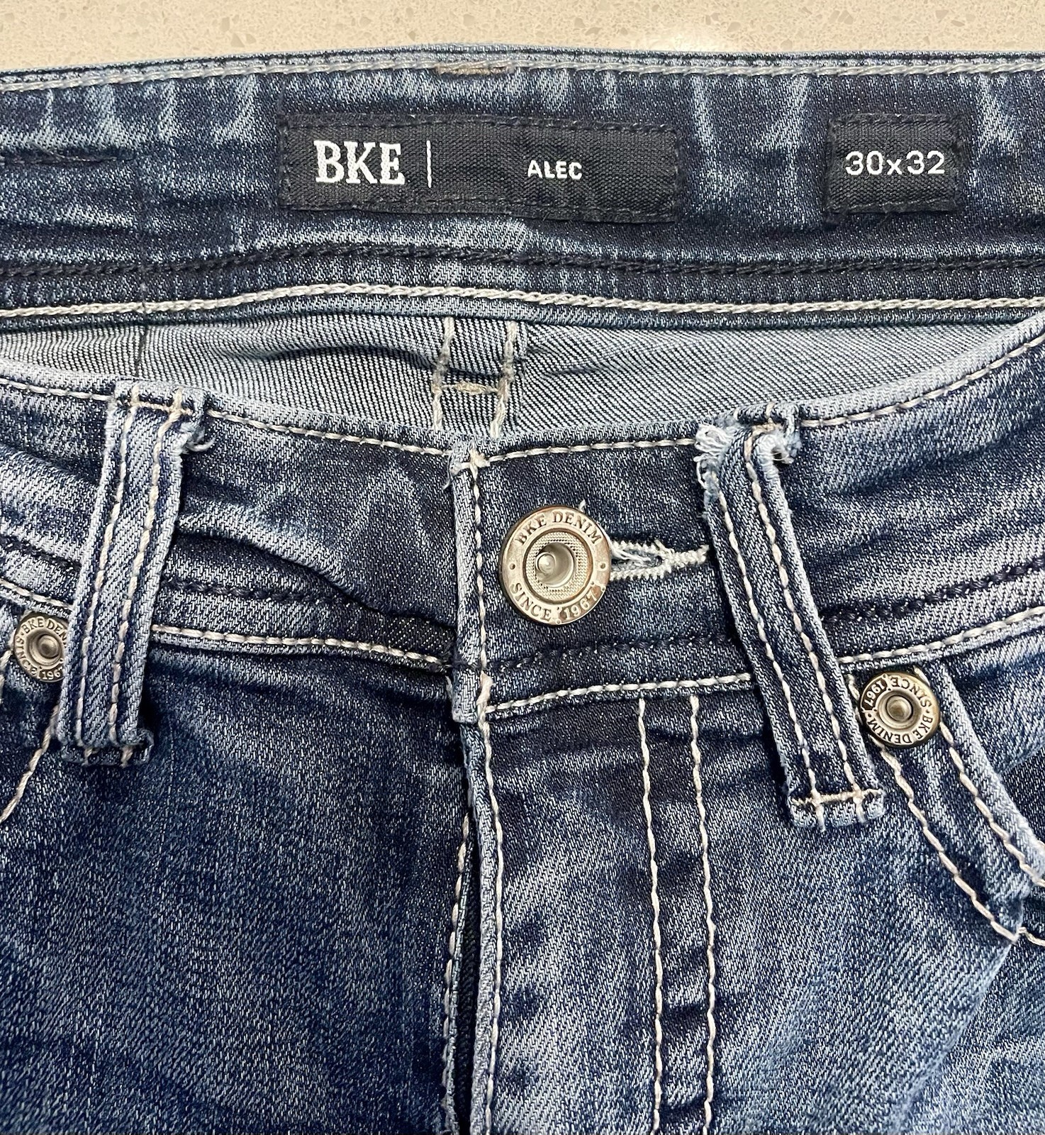 BKE BUCKLE Jean Men 30×32 Blue Wash ALEC Straight Leg Regular Fit Stretch Cowboy