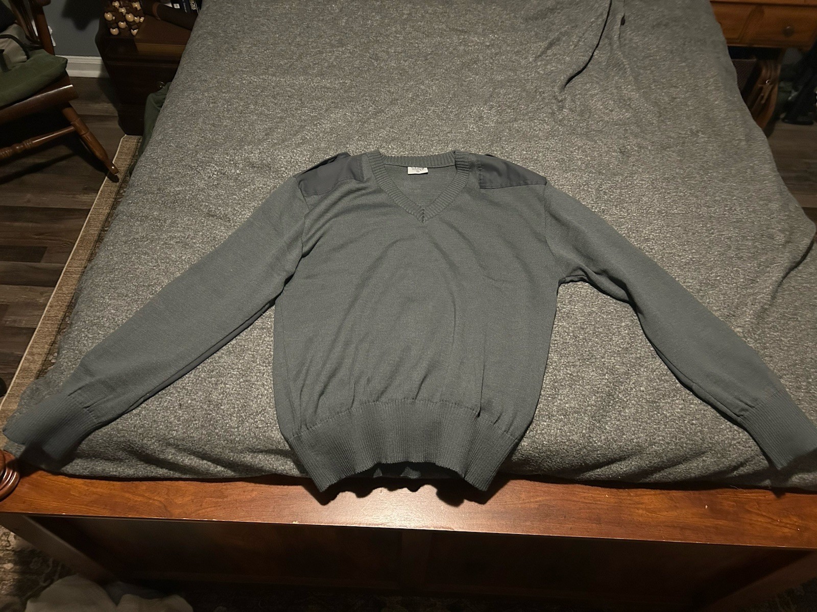Austrian Military Commando Sweater V-Neck Gray Elbow Patches