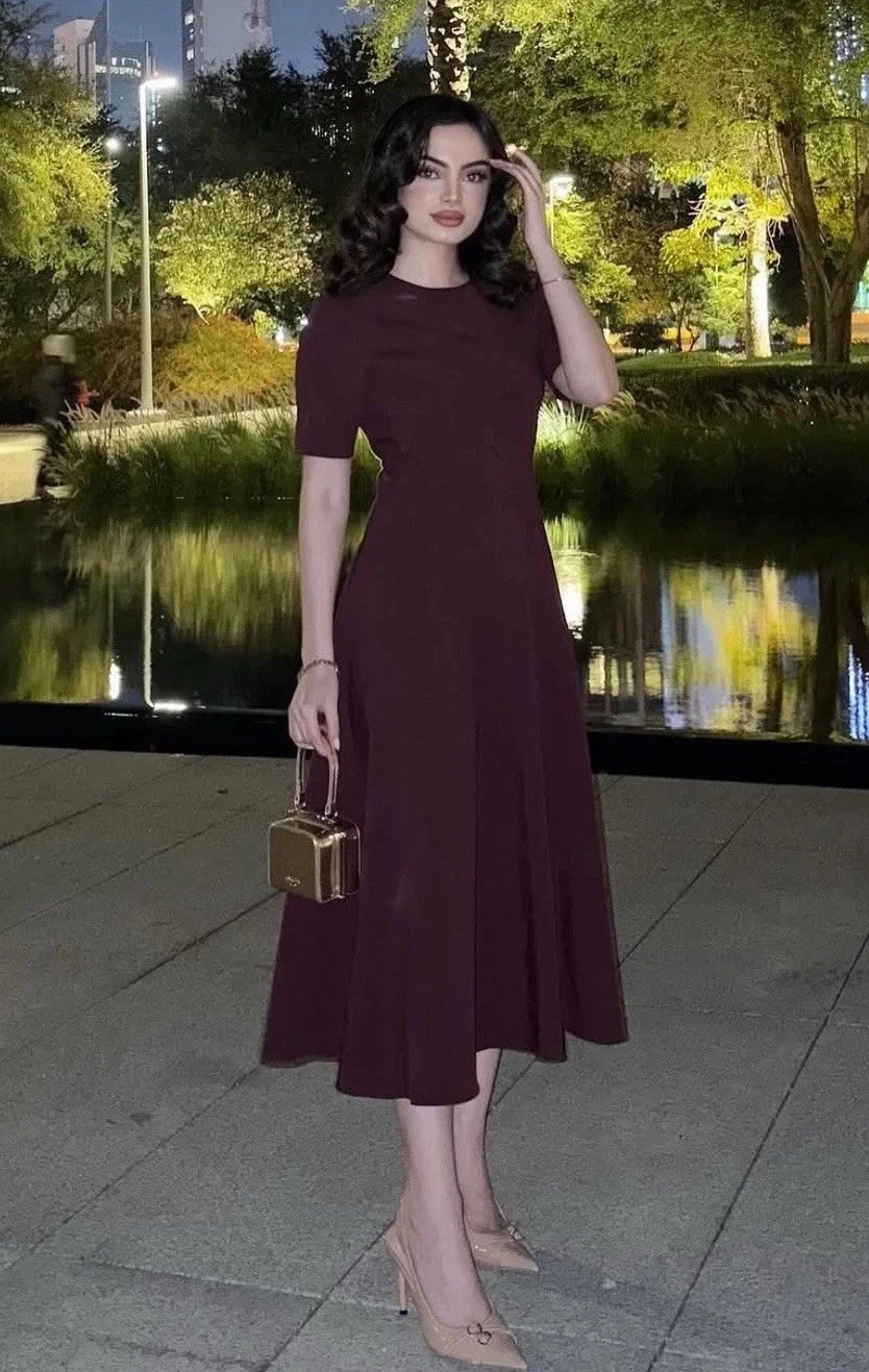 ZARA NWT WOMAN SS25 GODETS MIDI DRESS ZW COLLECTION BURGUNDY 2648/952_S-XL