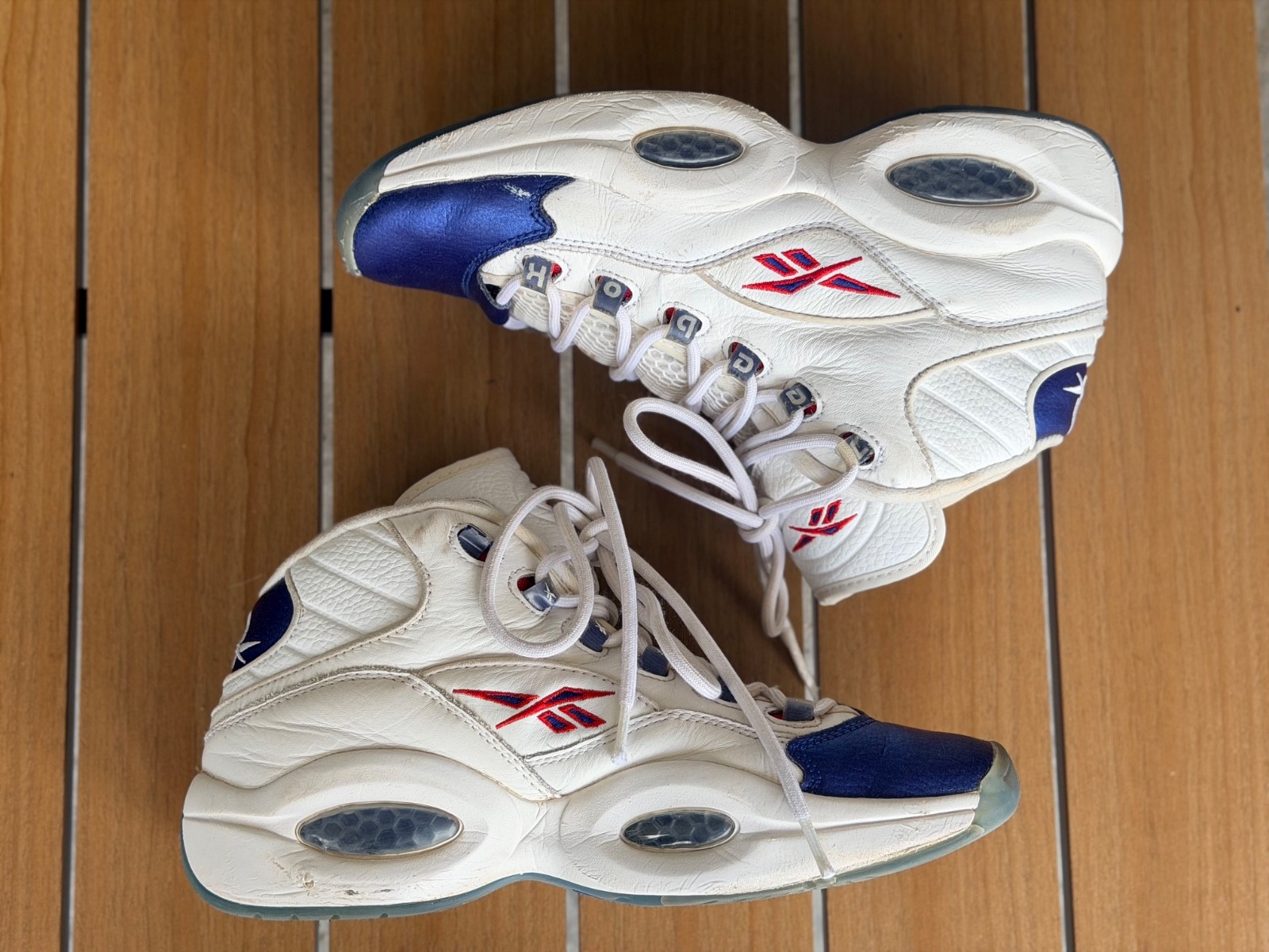 Reebok Classic Mid Allen Iverson Blue Toe OG Basketball Shoes Size 10.5