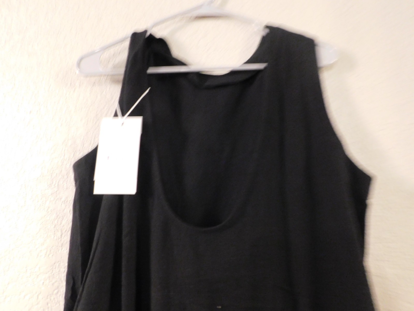 Large New-Linen (Large) Mini Backless Dress with Pockets, A Line Cotton Open Bac