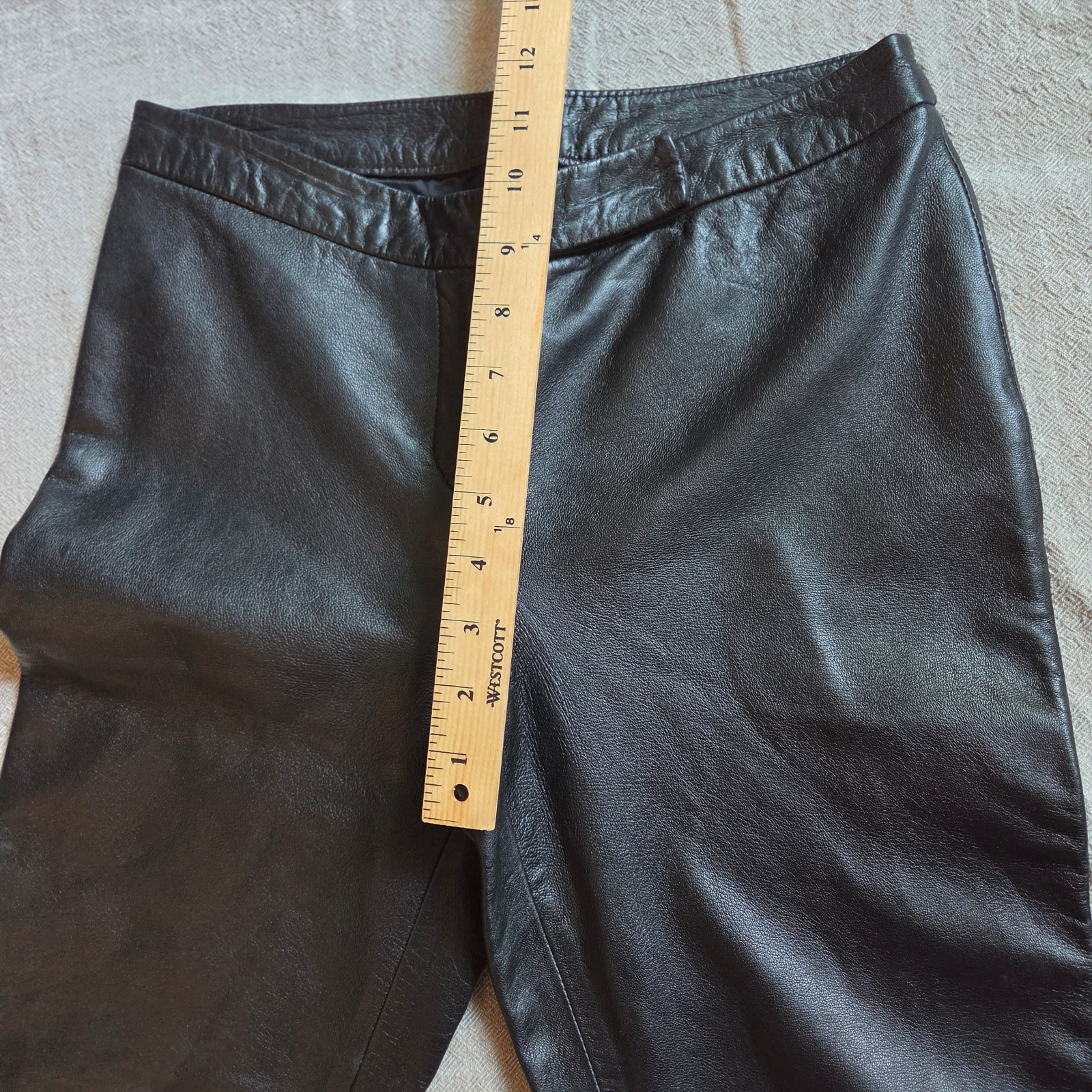 Vintage Y2K I.N.C. Straight Leg Black 100% Leather lining Pants Womens Size 4
