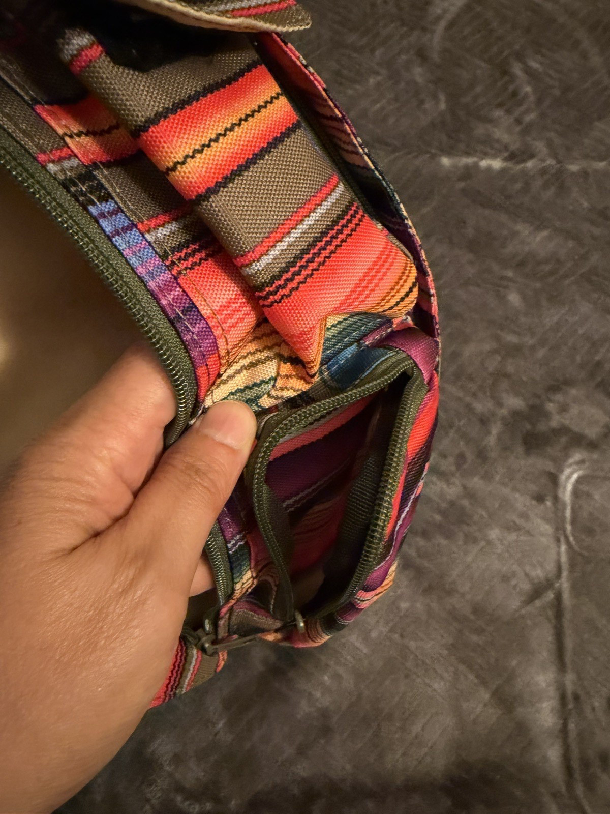 NWT KAVU Mini Rope SLING BAG Cotton Crossbody MULTICOLOR STRIPES Mexican Serape