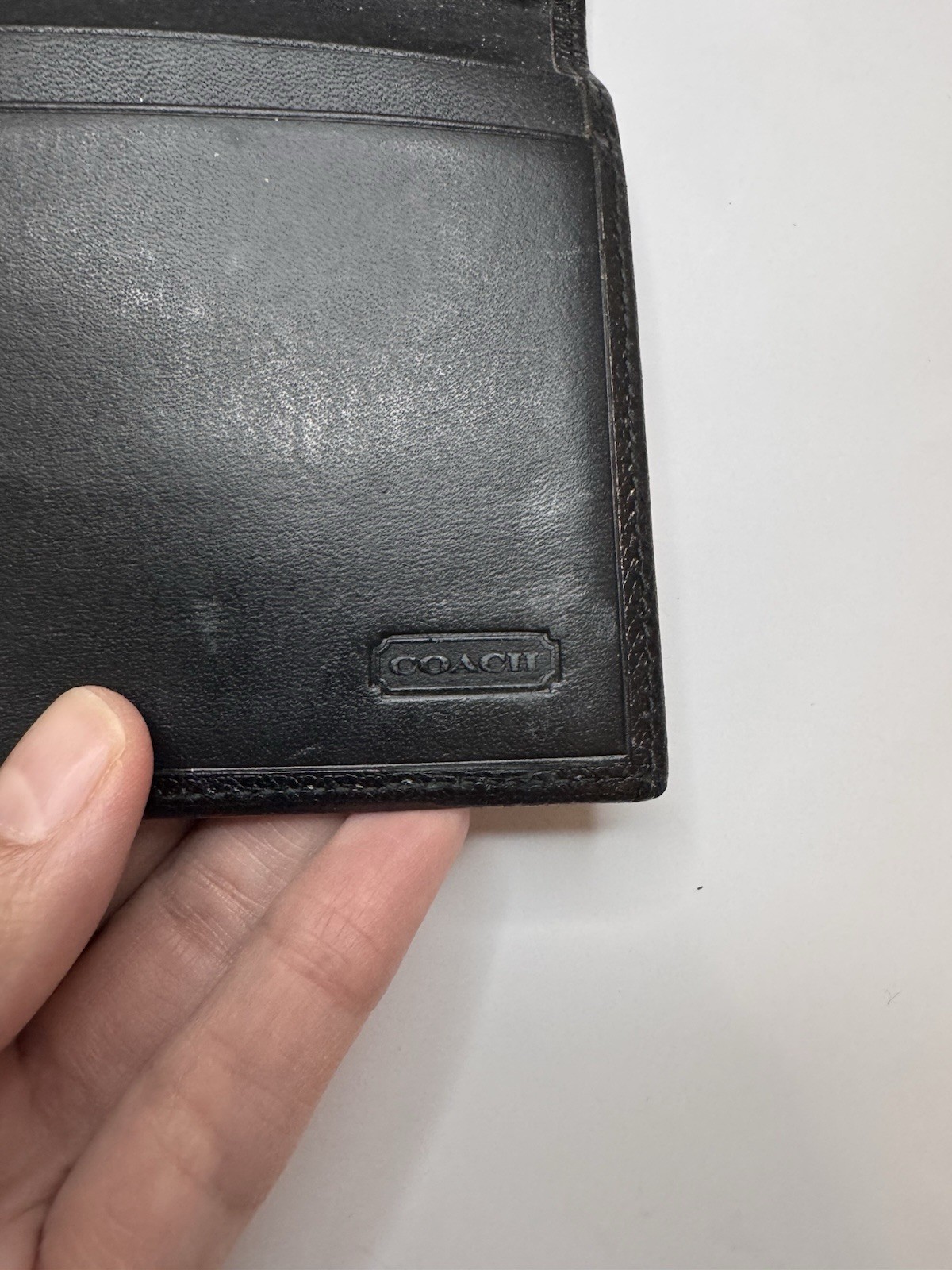 Vintage Coach Black Tri-Fold Clutch Wallet Organizer, Snap & Zip Coin Pocket