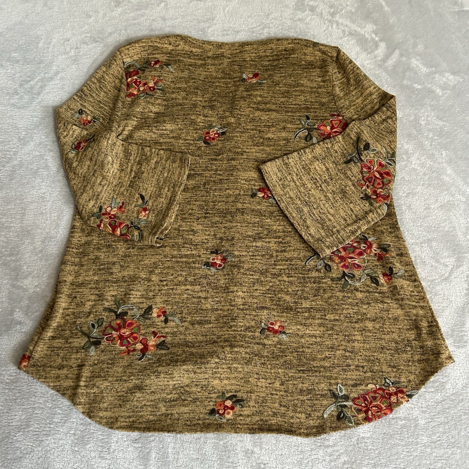 Fig and Flower Boho Tunic Top Plus Sz1X Floral Embroidered Cottagecore Peasant
