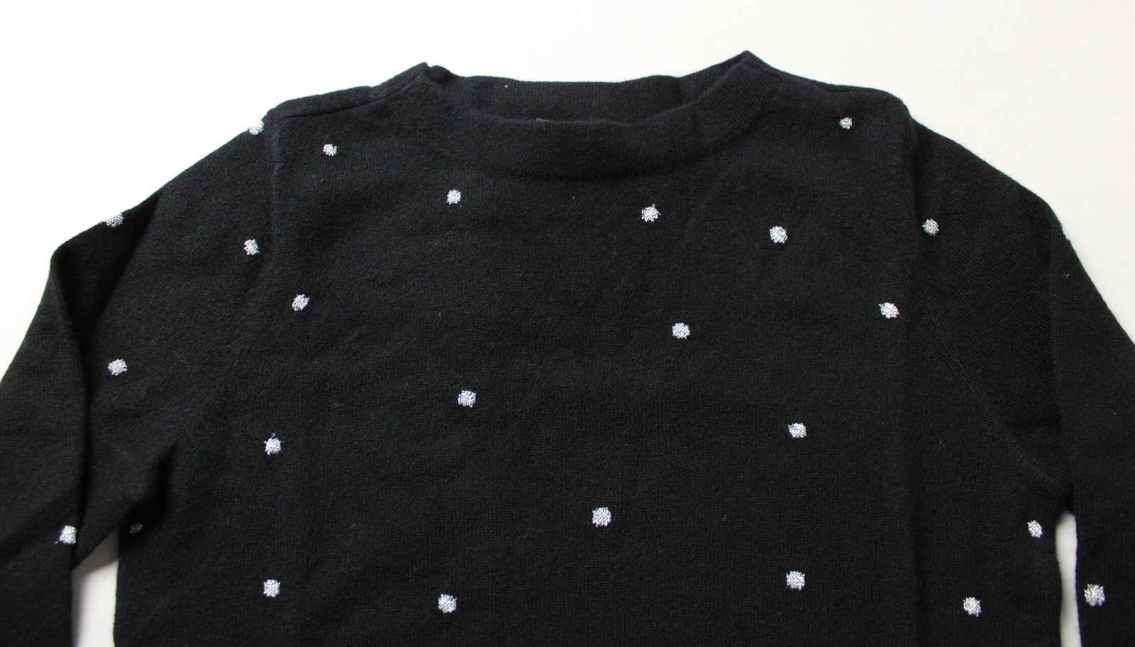 Talbots Women’s Petite Audrey Cashmere Sweater NC3 Black Metallic Dot Small