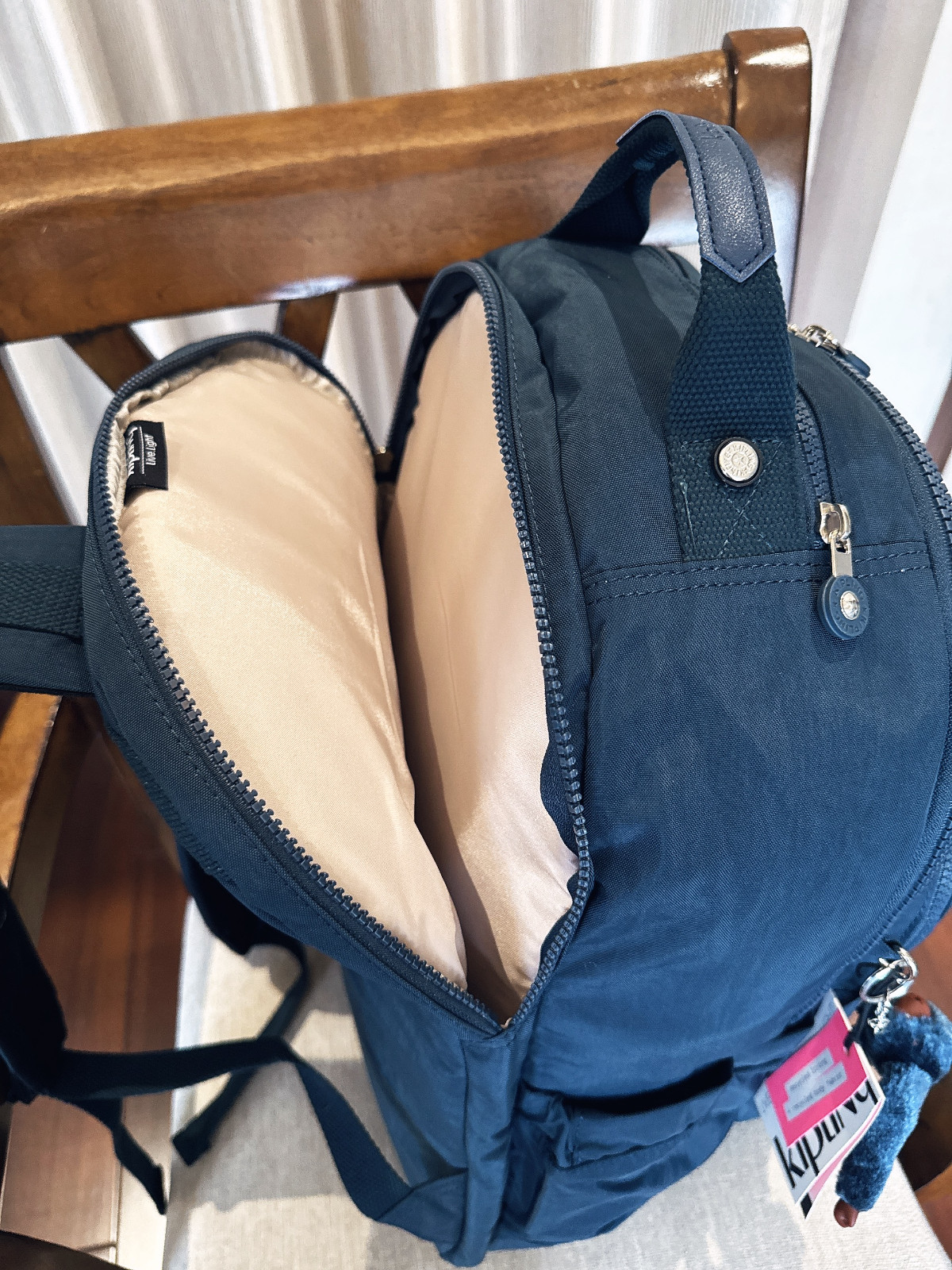 NWT Kipling Gray navy light weight Seoul up 15″ laptop Large Backpack 45cm
