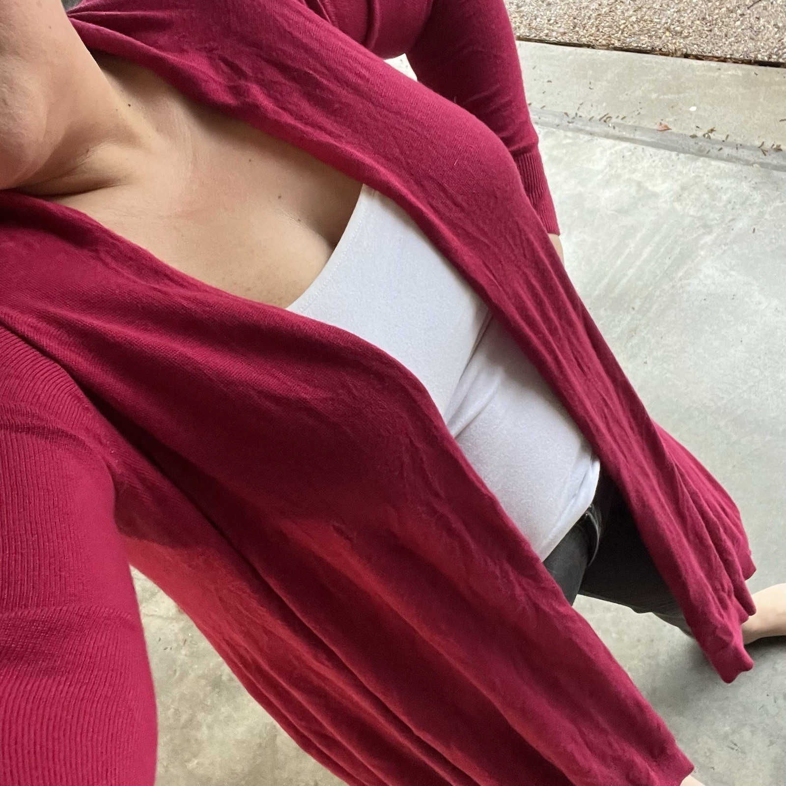 Topin Dark Magenta Cardigan Sweater Duster Medium Boutique Cabincore Quiet Lux