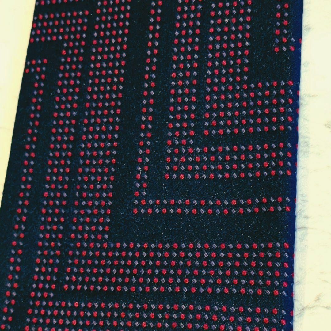 Balenciaga Tie Geometric Pattern Red Purple Designer Necktie Used