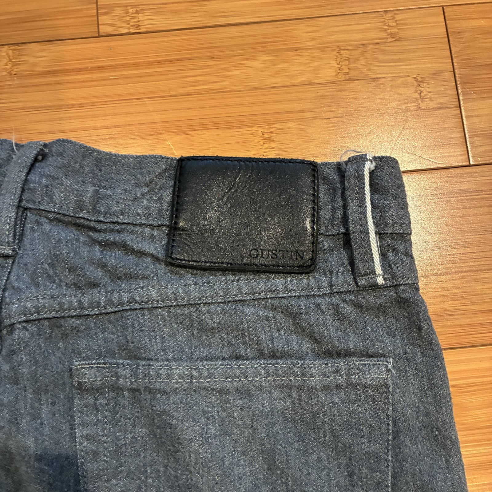 Gustin California Straight Raw Men’s Grey Jeans 31×32 Selvedge Denim