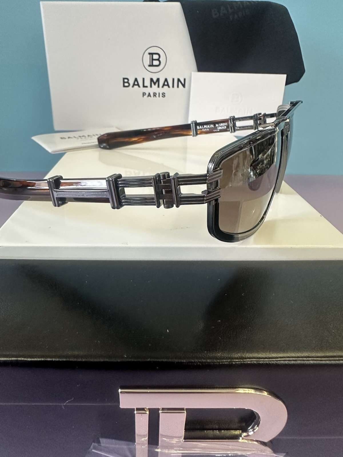NEW BALMAIN by AKONI SUNGLASSES TITAN GUNMETAL BLACK BROWN BPS-139B-59 59 18 130