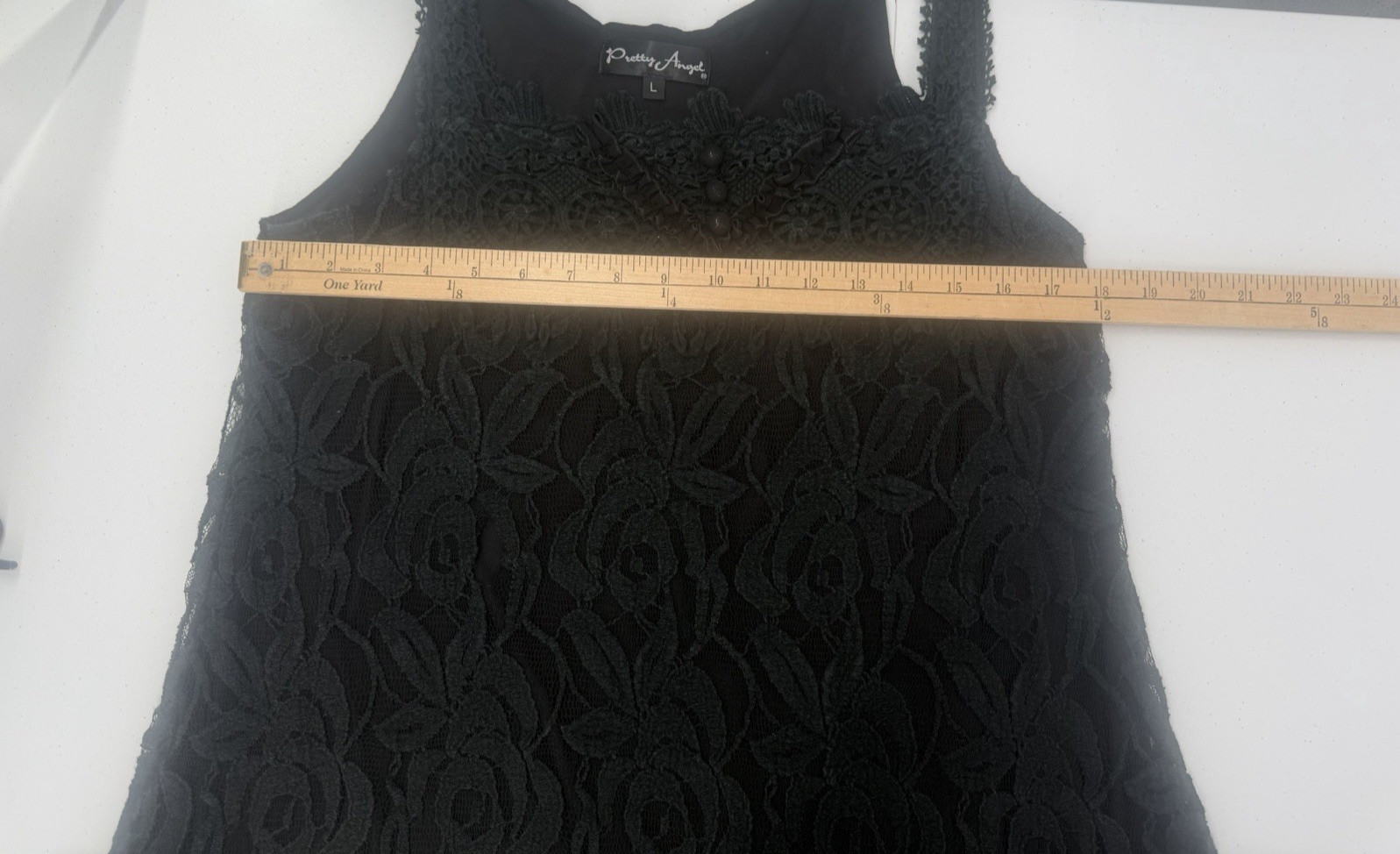 Pretty Angel Tunic Top Large Lace Ruffle Crochet Linen Blend Coquette Black Goth