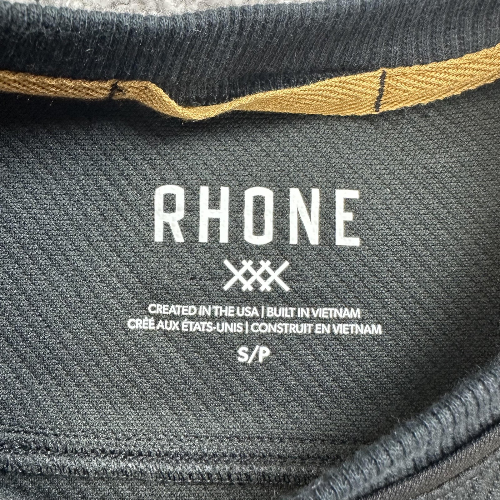 Rhone Quantum Crewneck Sweater Mens Small Black Stretch Knit Twill Pullover Zip