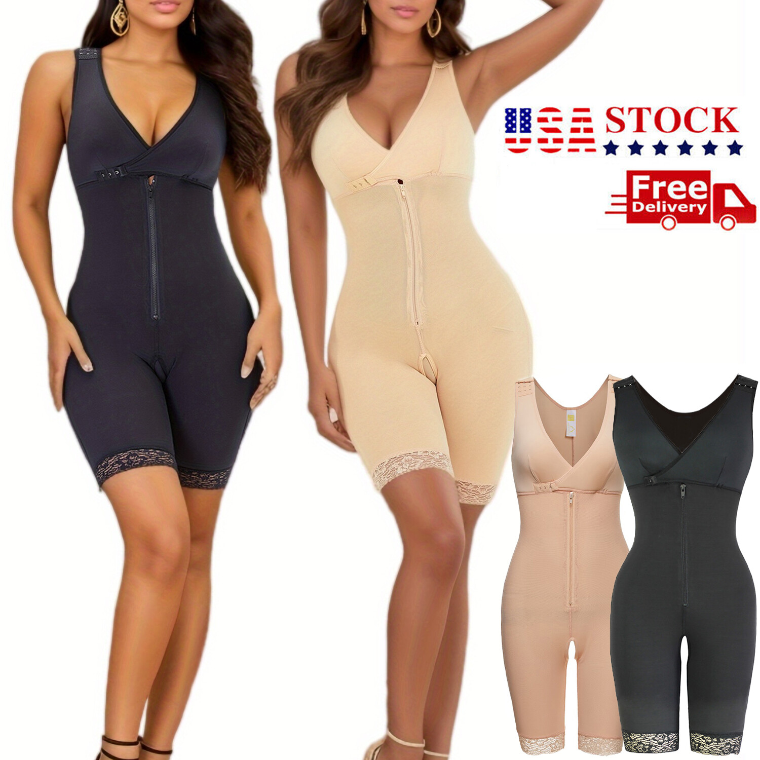 Women Tummy Control Fajas Colombianas Post Surgery Compression Garment Bodysuit
