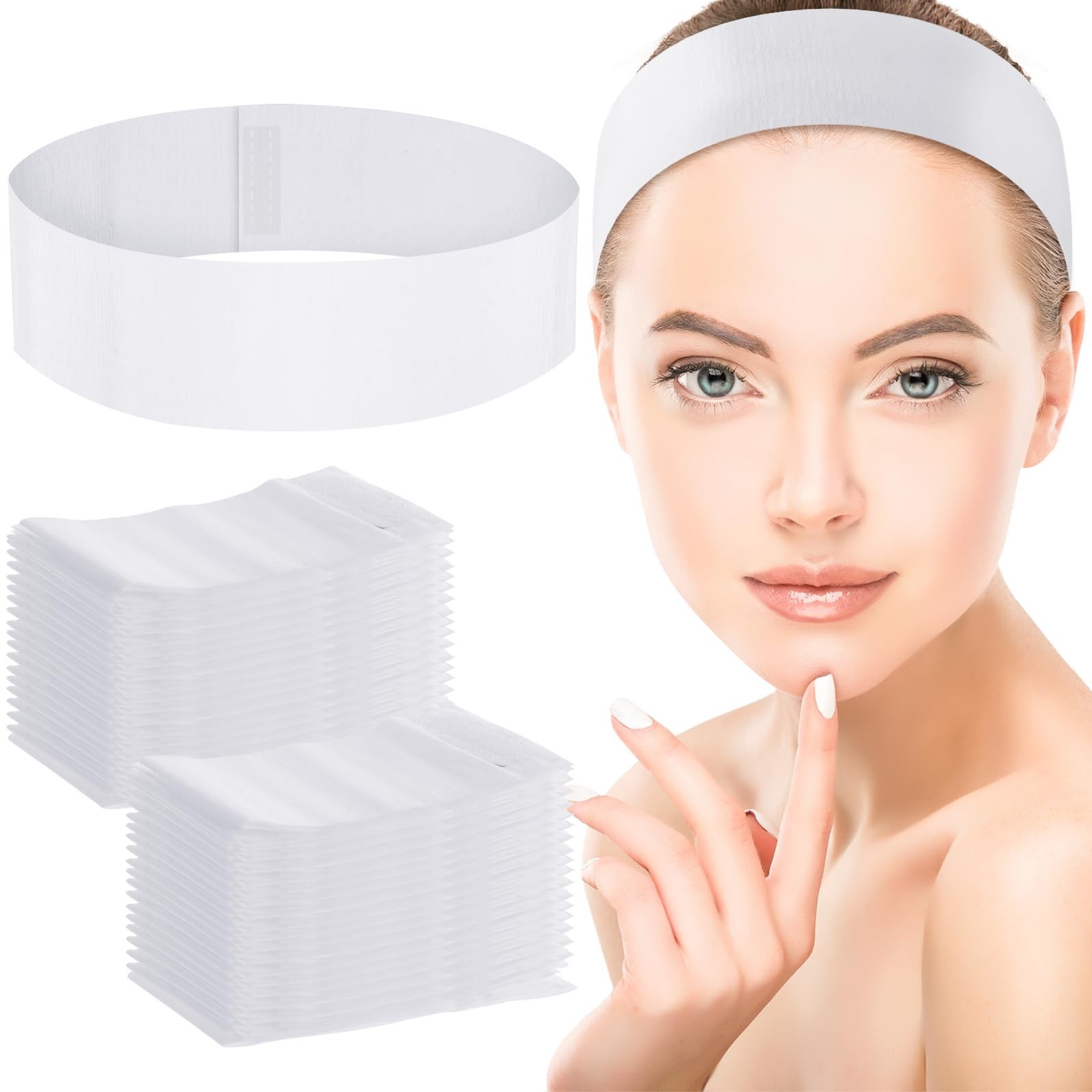 200 Disposable Spa Headbands – Soft Stretch Non-Woven Hair Bands for Facials, Ma