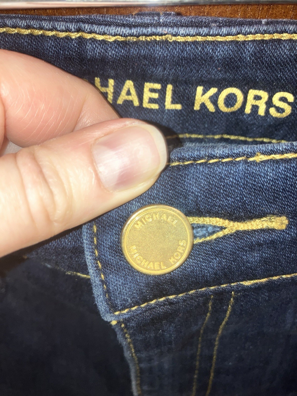 Michael Kors 8 Skinny Navy Jeans With Real Front Gold Zipper/Back Pockets