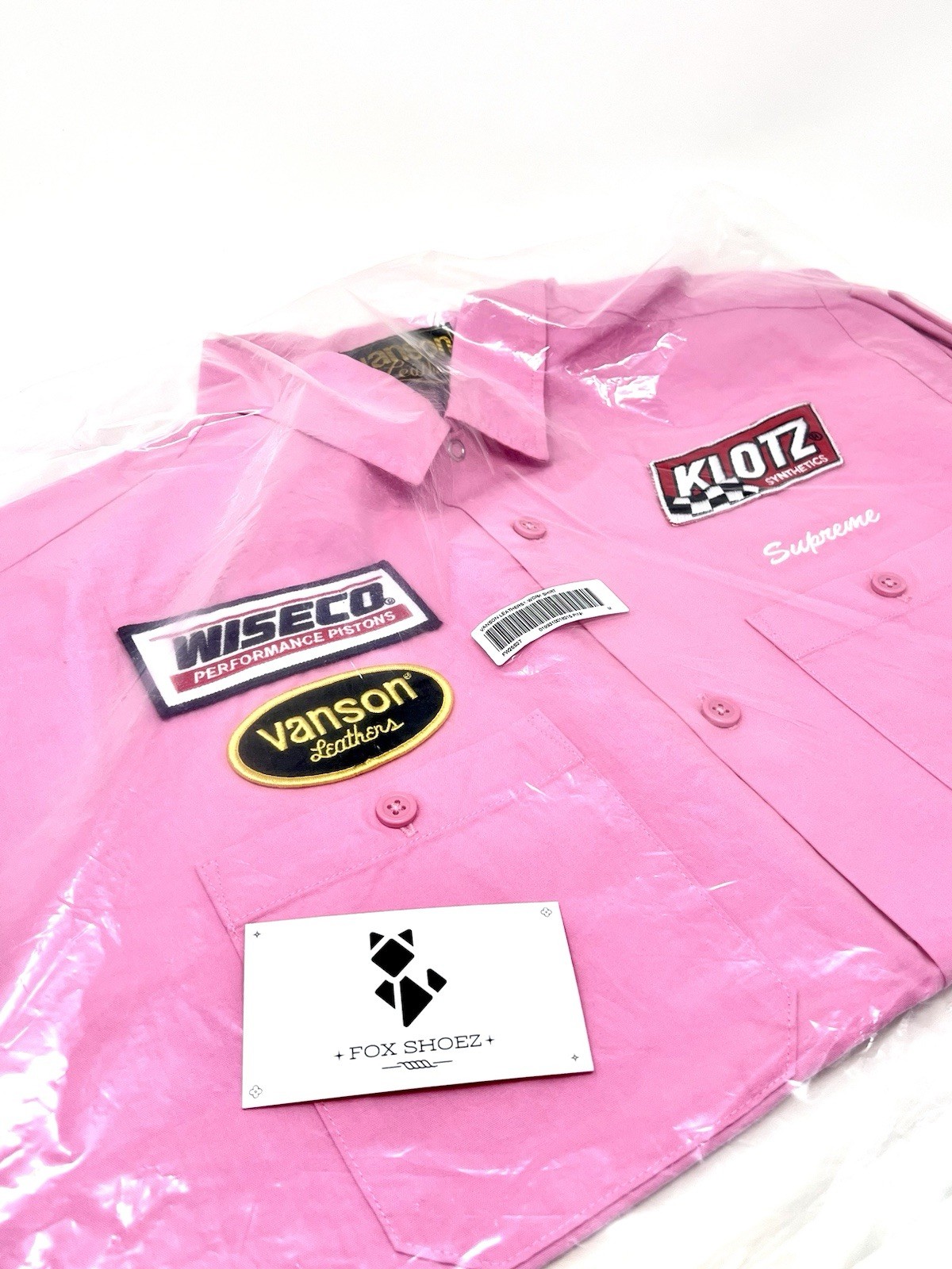 Supreme x Vanson Leathers Work Shirt Pink Patch Button Up – Size Medium – NEW