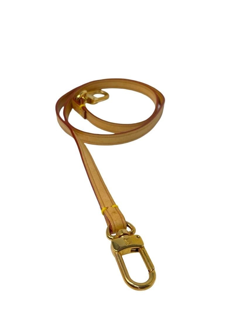 Louis Vuitton Shoulder Strap Natural Leather Bag Accessories Beige Gold Auth
