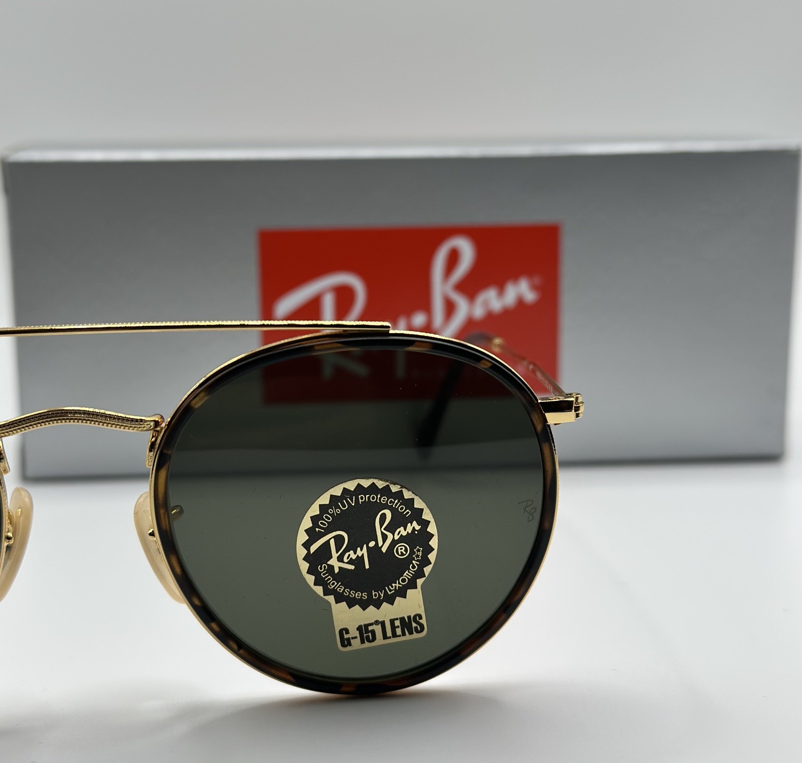 Ray-Ban RB3647N 001 51-22 Round Double Bridge Gold Frame G-15 Lens 51mm-Havana