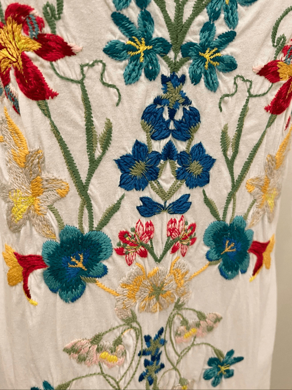 Johnny Was Women’s Boho Floral Embroidery Adele Drape Tunic Dress White Medium