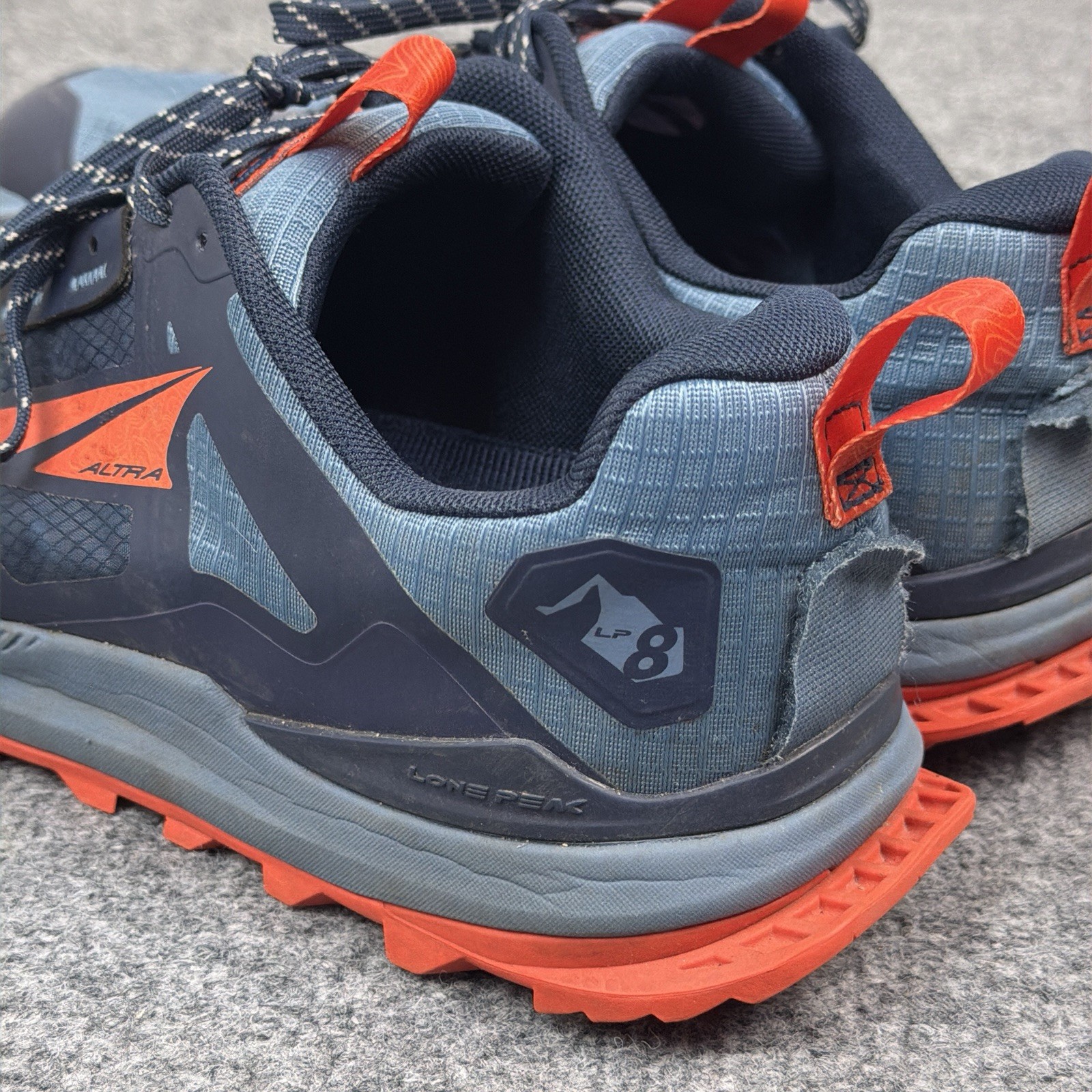 Altra Lone Peak Trail Running Shoes Mens 11.5 Blue Orange Zero Drop Hiking